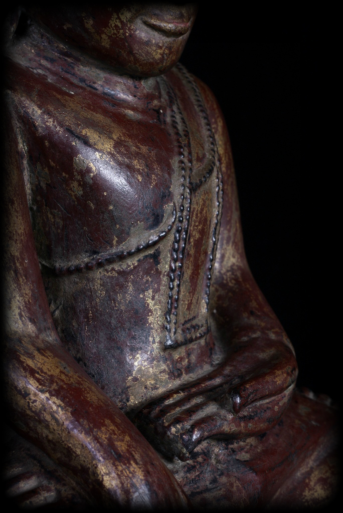 Extremely Rare 18C Wood Burmese Shan Buddha #A047